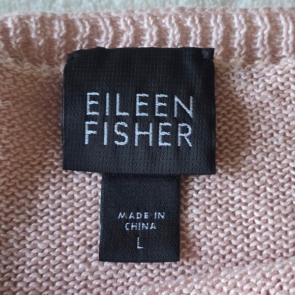 Eileen Fisher Pink 100% Linen Lightweight Knit Sweater L Minimalist Quiet Luxury - Picture 5 of 7